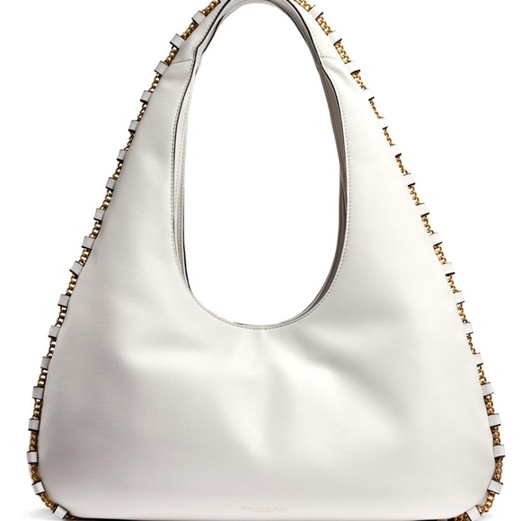Donna Karan White Hobo Bag with Gold Accents